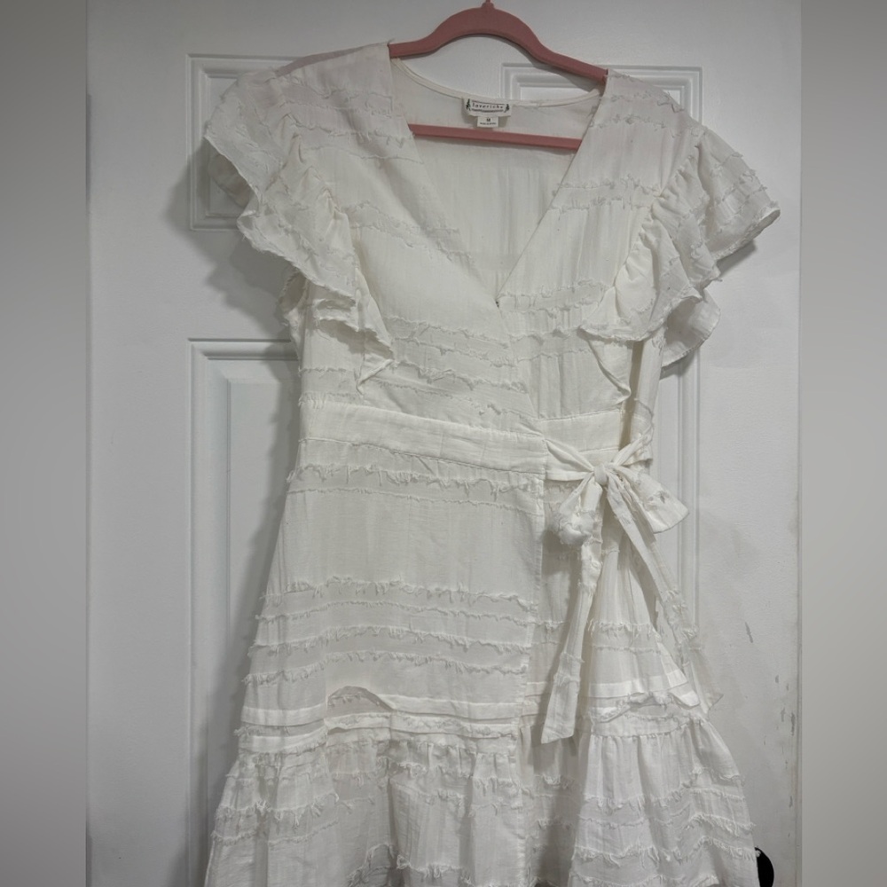 Love Riche White Ruffled Wrap Mini Dress - Picture 11 of 12